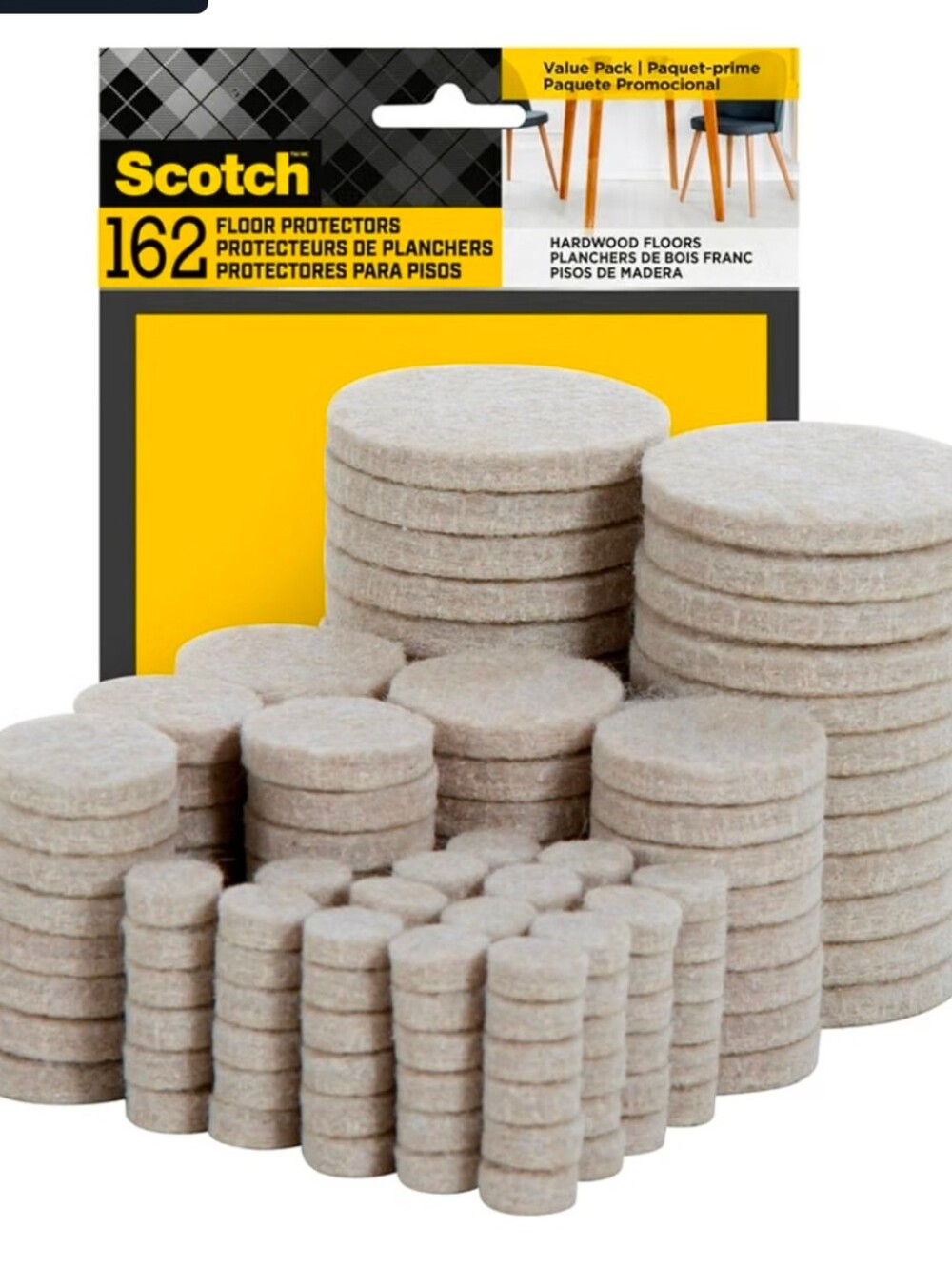 Scotch Felt Pads (162 PCS): Self-Stick Furniture Protectors for Hardwood